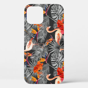 Flamingo und Blume, monochrome Muster. Case-Mate iPhone Hülle