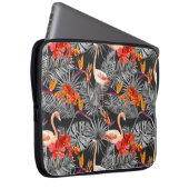 Flamingo und Blume, monochrome Muster. Laptopschutzhülle (Vorne Rechts)