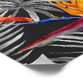 Flamingo und Blume, monochrome Muster. Poster (Ecke)
