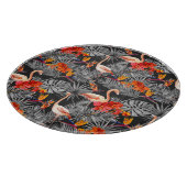 Flamingo und Blume, monochrome Muster. Schneidebrett (Ecke)