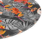 Flamingo und Blume, monochrome Muster. Schneidebrett (Ecke)