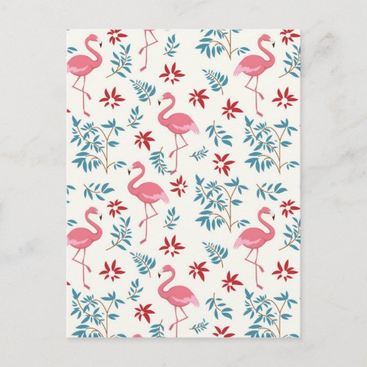 Flamingo und Blume Postkarte (Vorderseite)