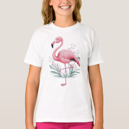 Flamingo und Blume T-Shirt
