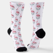 Flamingo- und Blumenmuster Socken (Gewinkelt)