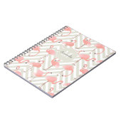 Flamingo und Chevrons Muster mit Ihrem Monogramm Notizblock (Linke Seite)