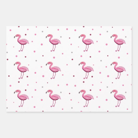 Flamingo und Dots Jeden Anlaß Geschenkpapier Set (Vorderseite 3)