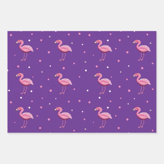 Flamingo und Dots Jeden Anlaß Geschenkpapier Set (Vorderseite 2)