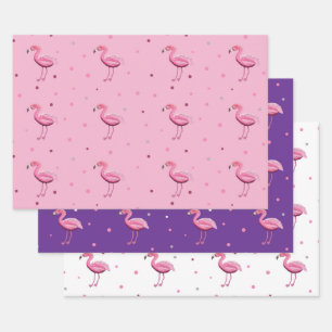Flamingo und Dots Jeden Anlaß Geschenkpapier Set