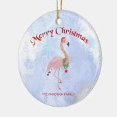 Flamingo und farbenfrohe Weihnachtsbälle Keramik Ornament (Links)