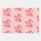 Flamingo- und Federn-Packpapier, Set von 3 Geschenkpapier Set (Vorderseite 3)