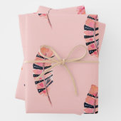 Flamingo- und Federn-Packpapier, Set von 3 Geschenkpapier Set (Beispiel)