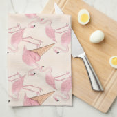 Flamingo-und Flamingo-Eiscreme-Muster Geschirrtuch (Viertel Falte)