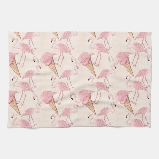 Flamingo-und Flamingo-Eiscreme-Muster Geschirrtuch (Horizontal)