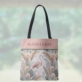 Flamingo und Foliage in Dusty Pink und Sage Tasche