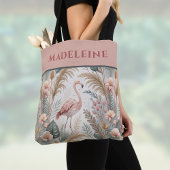 Flamingo und Foliage in Dusty Pink und Sage Tasche
