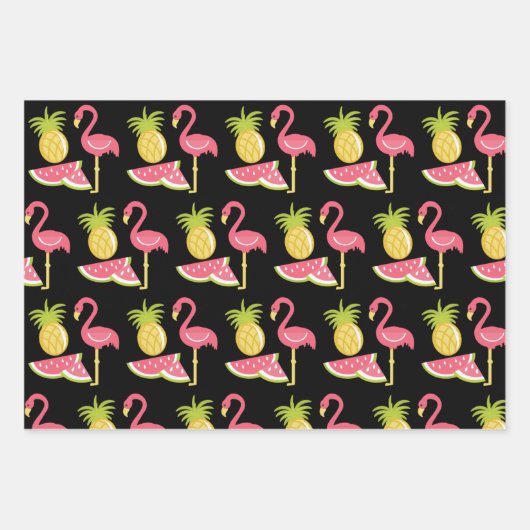Flamingo und Fruchtwrapping Paper Set Geschenkpapier Set (Vorderseite)