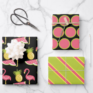 Flamingo und Fruchtwrapping Paper Set Geschenkpapier Set