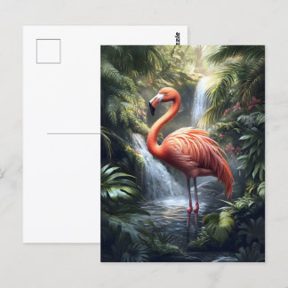 Flamingo und Jungle Wasserfall Postkarte