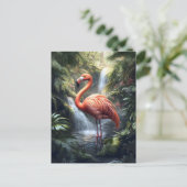 Flamingo und Jungle Wasserfall Postkarte (Stehend Vorderseite)