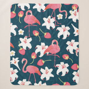Flamingo und Lilien Tropisches vintage nahtloses M Sherpadecke
