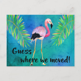 Flamingo und Palm Blätter Änderung der Adresse Ankündigungspostkarte