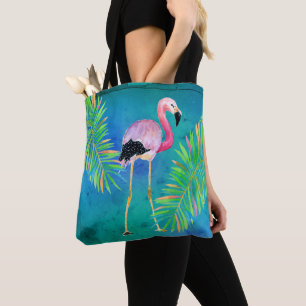Flamingo und Palm Blätter Änderung der Adresse Tasche