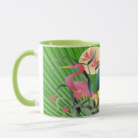 Flamingo und Palm-Blätter Tasse (Links)