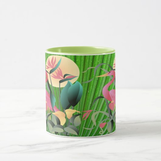 Flamingo und Palm-Blätter Tasse (Zentrum)