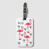 Flamingo und Palmen Bäume Personalisiert Gepäckanhänger (Vorderseite Vertikal)