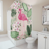 Flamingo und Palmen nahtlos Muster illustrat Duschvorhang (Beispiel)