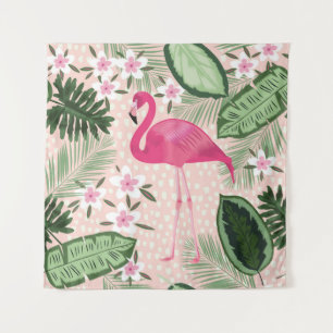 Flamingo und Palmen nahtlos Muster illustrat Wandteppich
