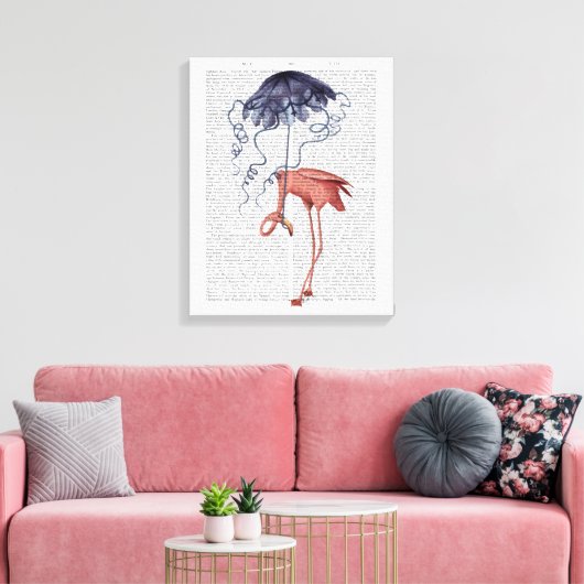 Flamingo und Parasol Leinwanddruck (Insitu (Wohnzimmer))