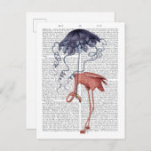 Flamingo und Parasol Postkarte (Vorne/Hinten)