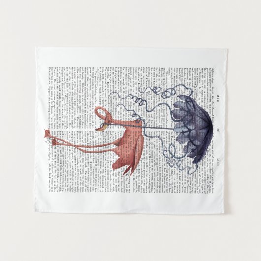 Flamingo und Parasol Wandteppich (Vorderseite (Horizontal))