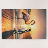 Flamingo und Penguin Sunset Encounter Puzzle (Horizontal)