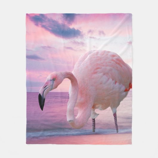 Flamingo und rosa Himmel Fleecedecke (Vorderseite)