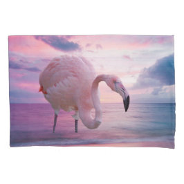 Flamingo und rosa Himmel Kissenbezug