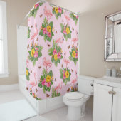 Flamingo und Schmetterlinge 1 Duschvorhang (Beispiel)