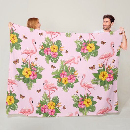 Flamingo und Schmetterlinge 1 Fleecedecke (Beispiel)
