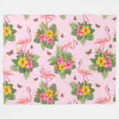 Flamingo und Schmetterlinge 1 Fleecedecke (Vorderseite (Horizontal))