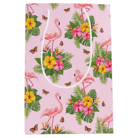 Flamingo und Schmetterlinge 1 Mittlere Geschenktüte (Vorderseite)