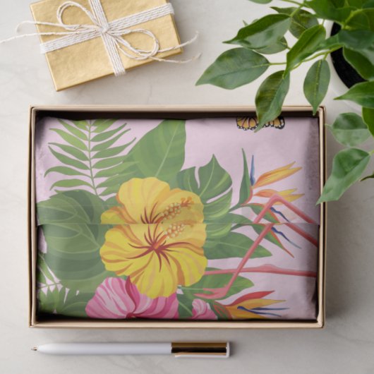 Flamingo und Schmetterlinge 1 Seidenpapier (Geschenk)