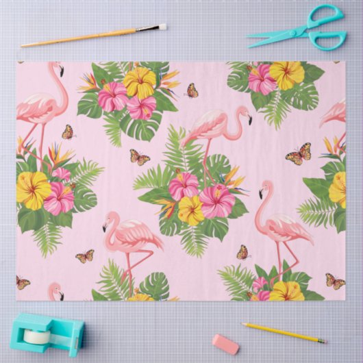 Flamingo und Schmetterlinge 1 Seidenpapier (Basteln)