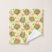 Flamingo und Schmetterlinge 2 Badhandtuch Set (Waschlappen)