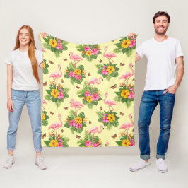 Flamingo und Schmetterlinge 2 Fleecedecke