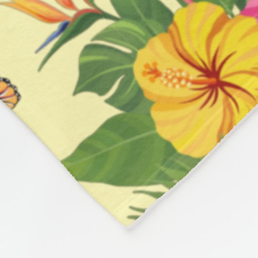 Flamingo und Schmetterlinge 2 Fleecedecke (Ecke)