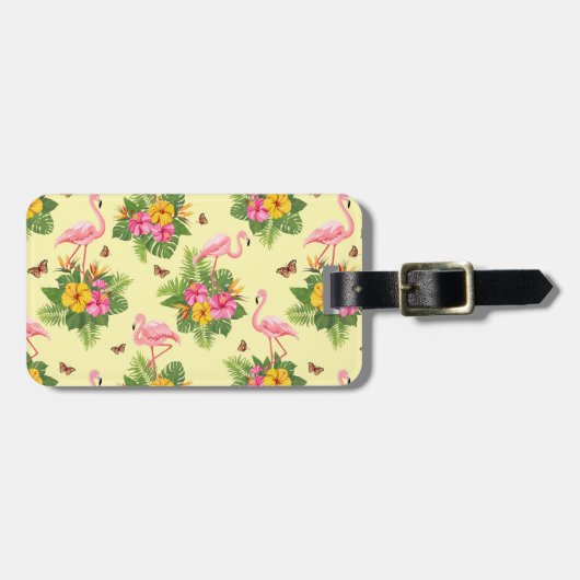 Flamingo und Schmetterlinge 2 Gepäckanhänger (Vorderseite horizontal)
