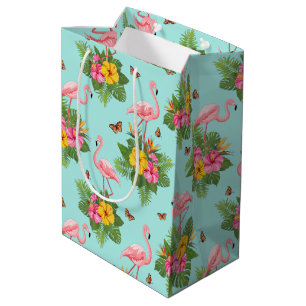 Flamingo und Schmetterlinge 2 Mittlere Geschenktüte