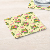 Flamingo und Schmetterlinge 2 Rechteckiger Pappuntersetzer (angewinkelt)