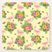 Flamingo und Schmetterlinge 2 Rechteckiger Pappuntersetzer (Vorderseite)